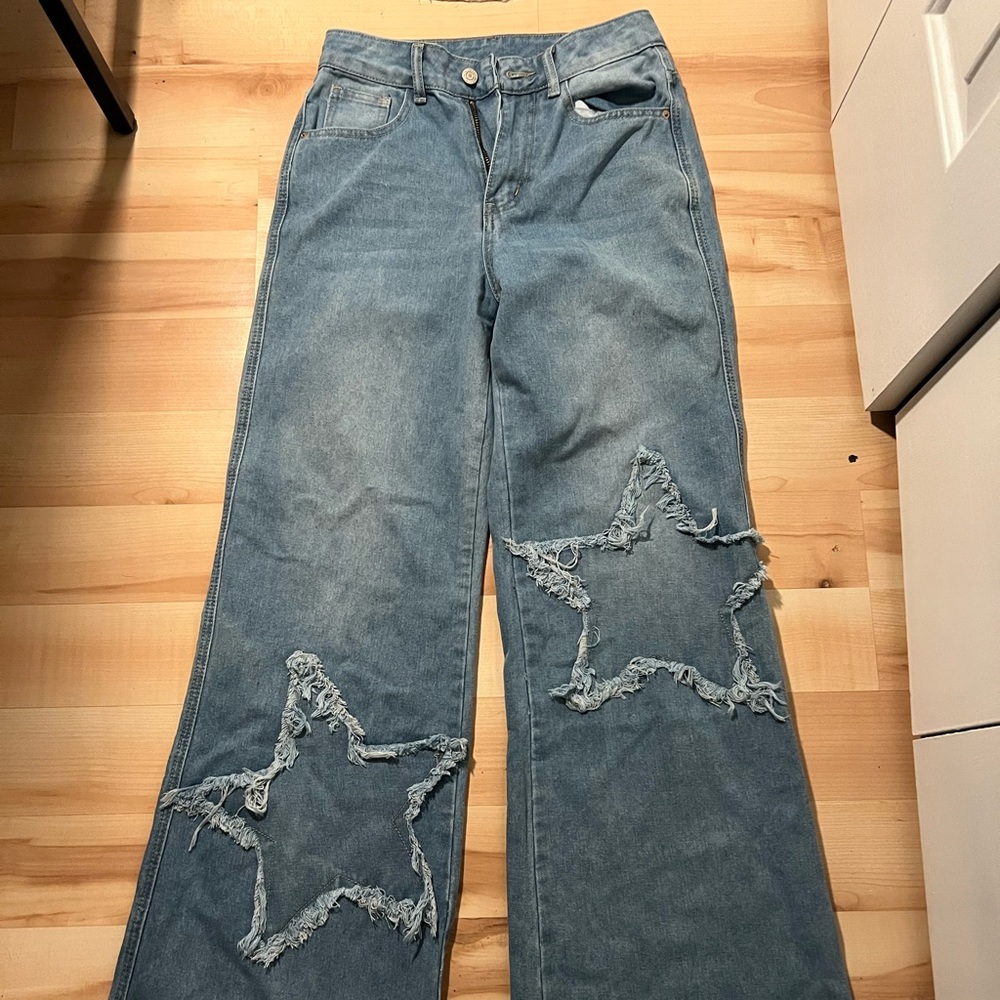 High rise flare star jeans